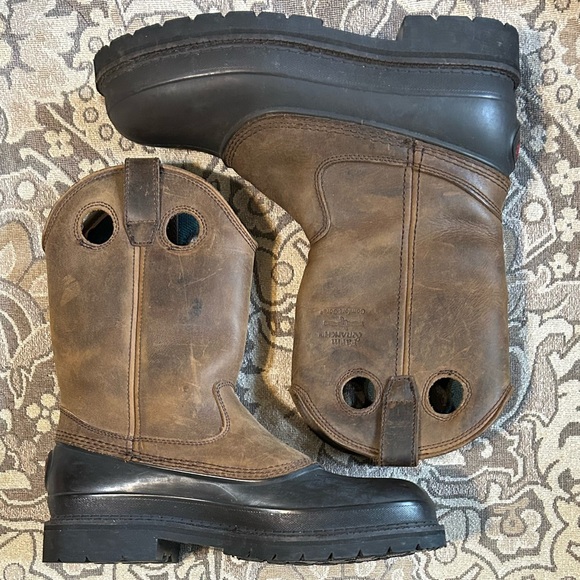 READ Georgia Boot Mud Dog Pull On Work Boots Farm & Ranch Mismatched Size 9.5/10 - Picture 2 of 16